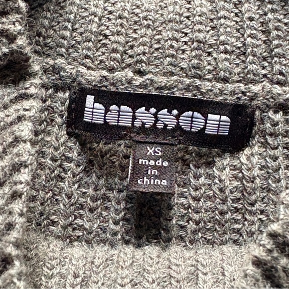 Distressed Hem Mock Neck Sweater Grunge Fall Layering XS Gray Cotton Cashmere - Picture 3 of 5